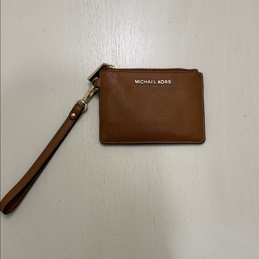 Michael Kors Tan Pebbled Leather Wristlet Card Holder